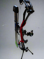 bow with red vsling on a stand with a blurred background
