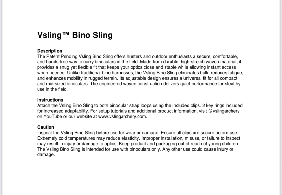 Vsling™ Bino Sling