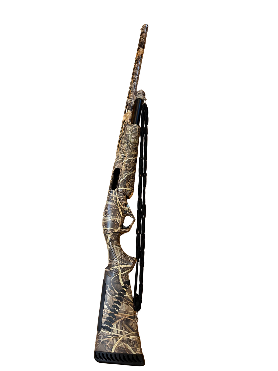 Vsling elastic crossbow sling laid flat for hands-free crossbow hunting carry.
