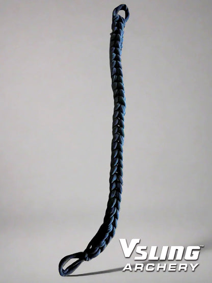 Black elastic bow sling on a gray background with 'Vsling Archery' branding.