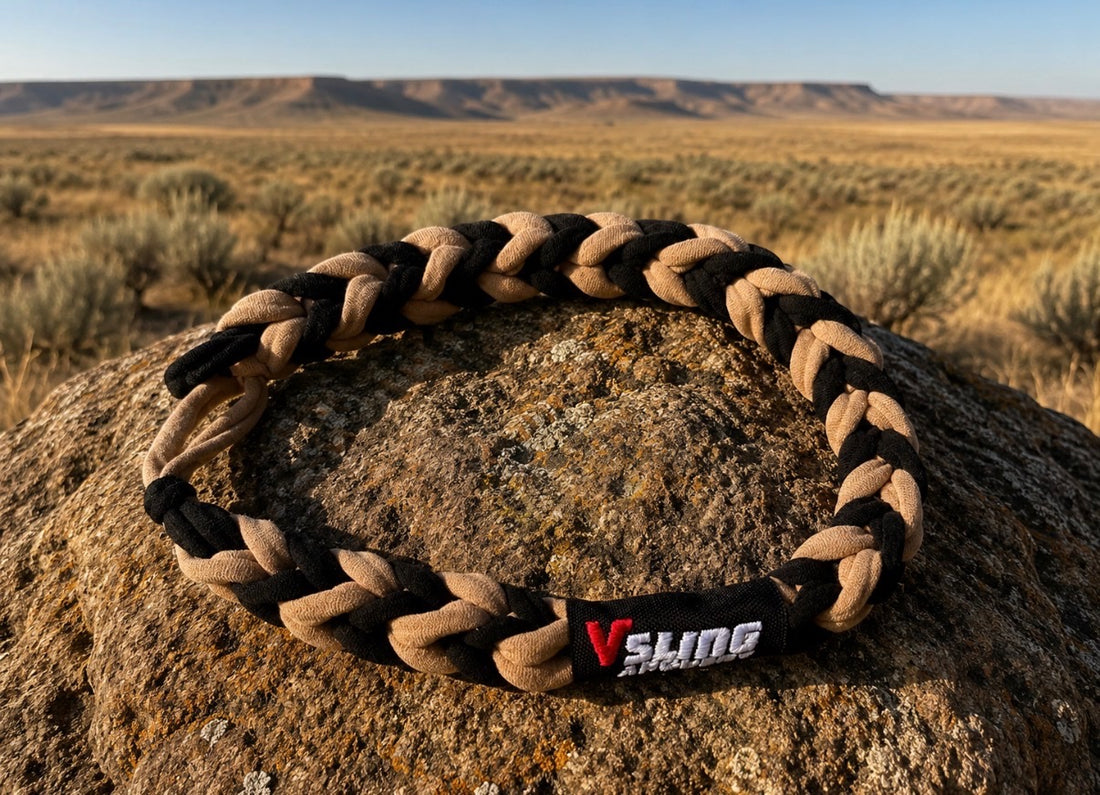 Bowhunter at full draw with Vsling® bow sling staying clear of arrow path