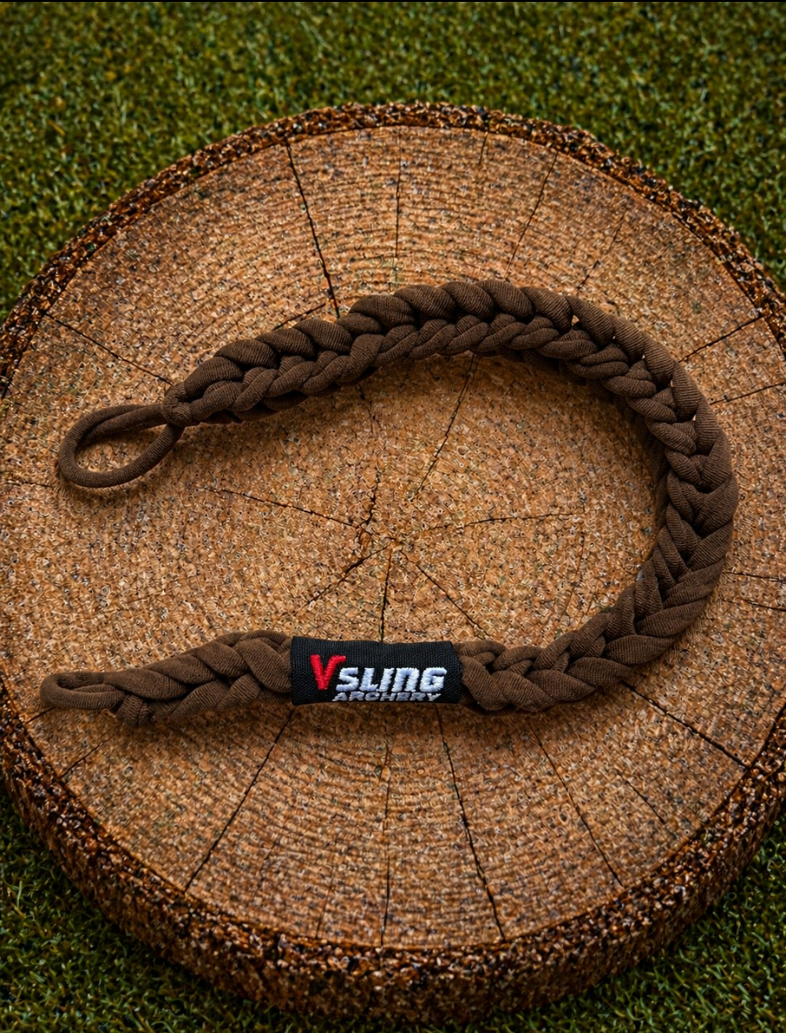 Vsling® Bow Sling in Brown — hands-free elastic bow carry sling