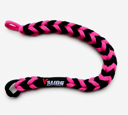 Vsling elastic bow sling laid flat for compound bow hunters on a clean product background.