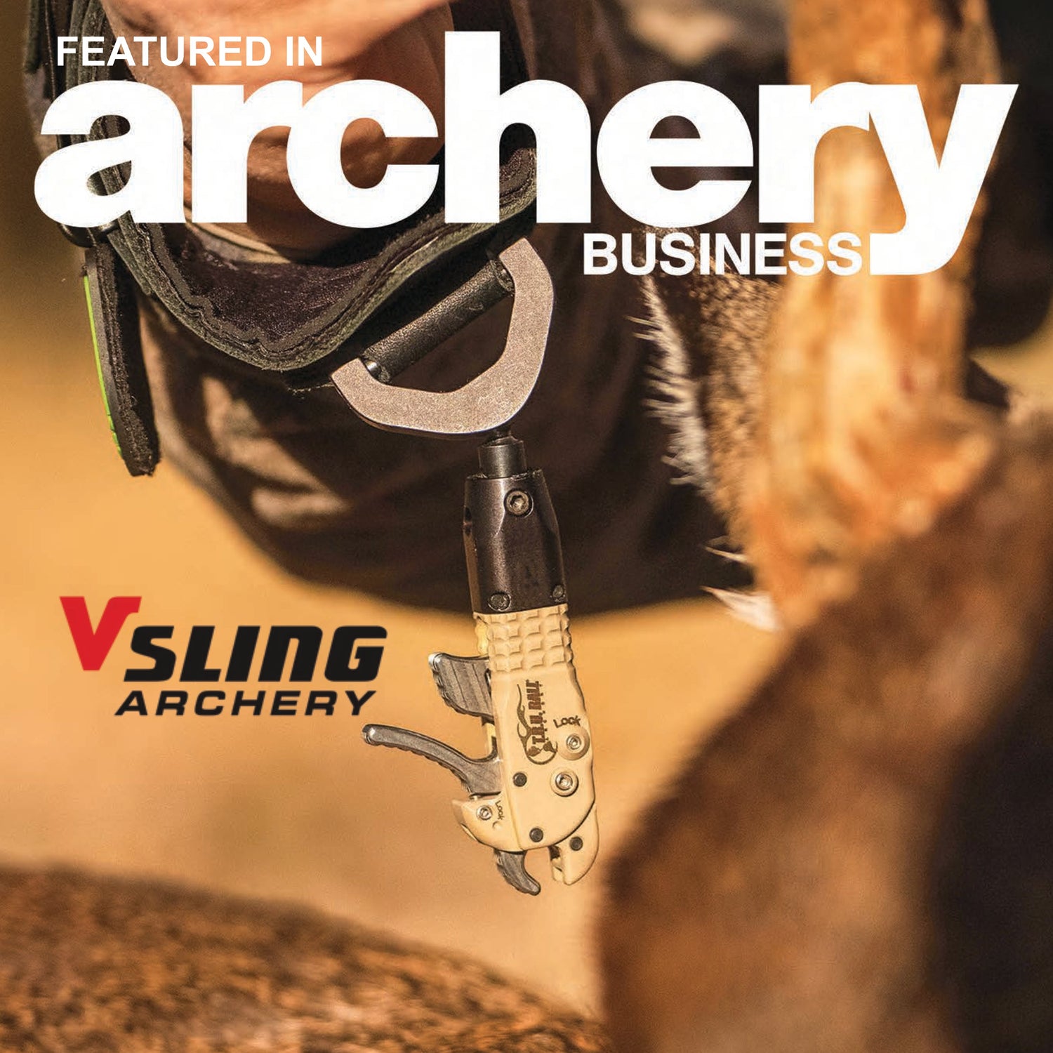 Archery business magazine cover with VSlings Archery product and deer in the background